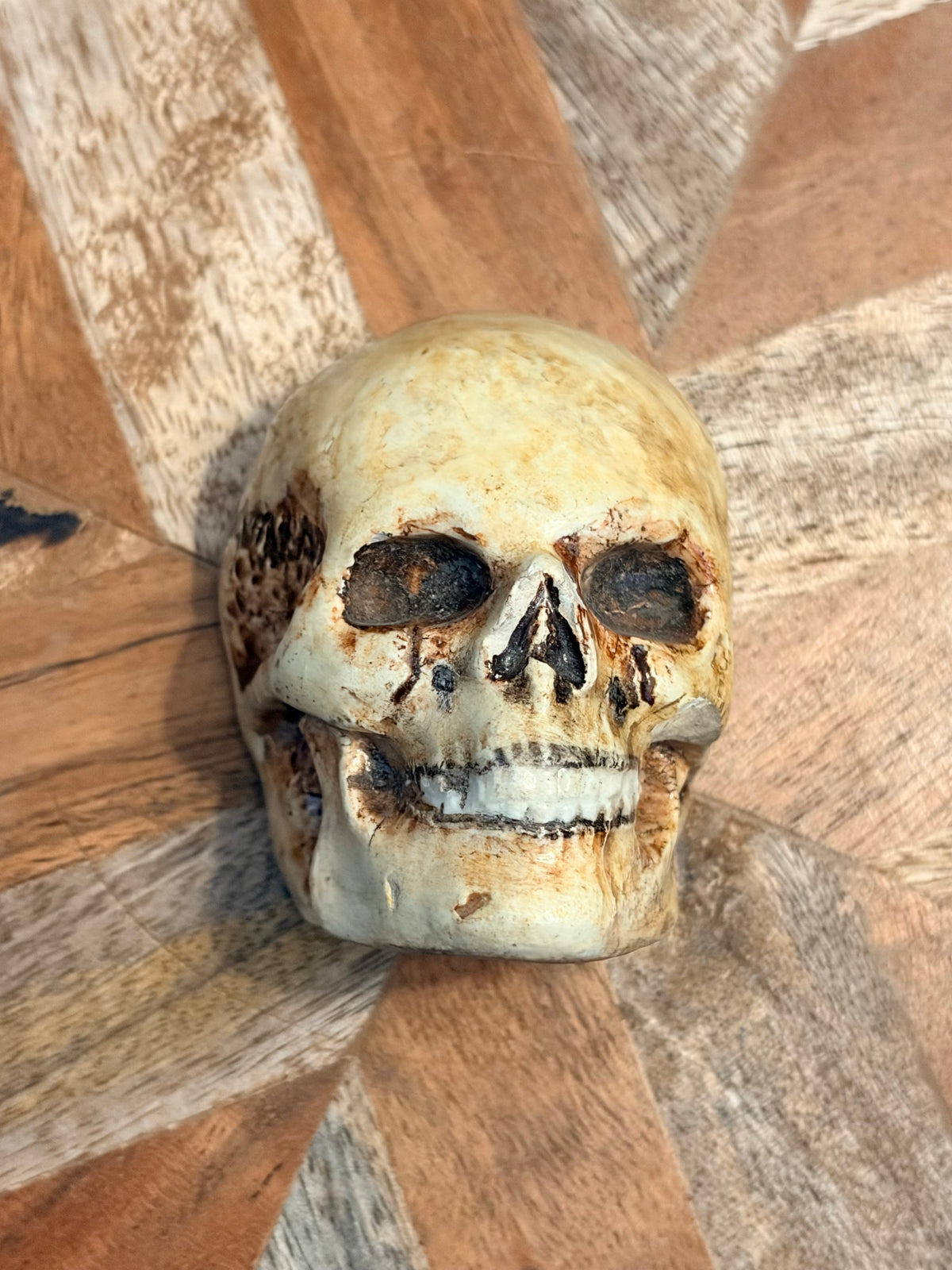 Antique Glazed Ceramic Skull Curio